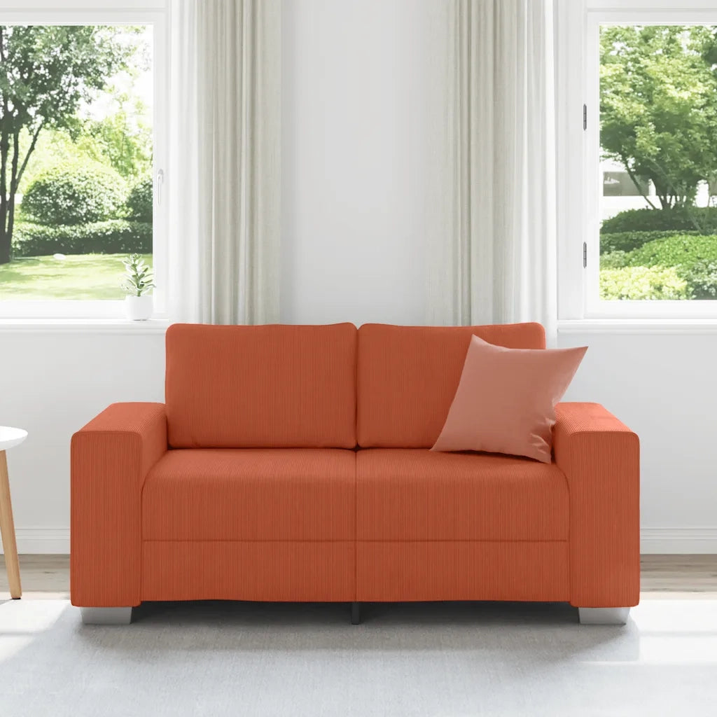 vidaXL Divano Divanetto Rosso Arancione 120 cm Tessuto Velluto a Coste