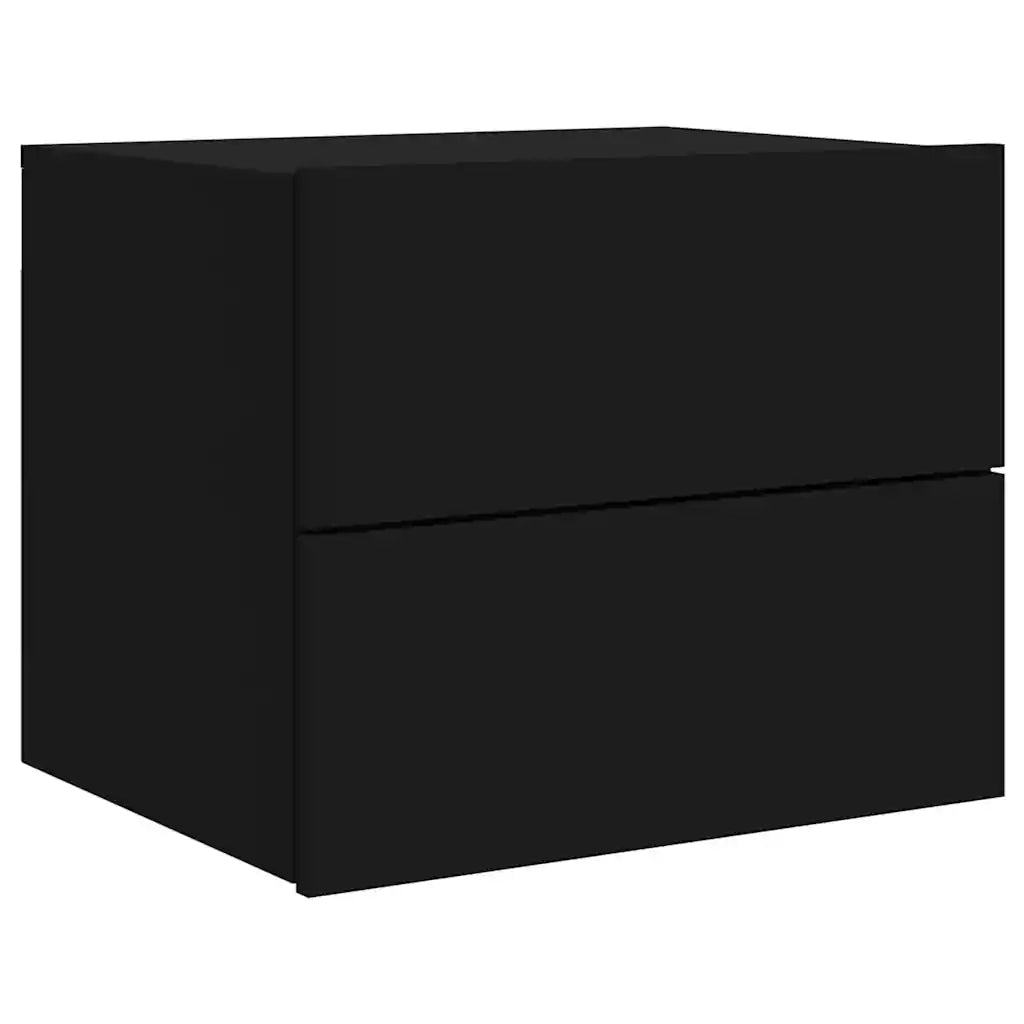 Comodino a Parete-Tavolino da notte con Luci LED Nero