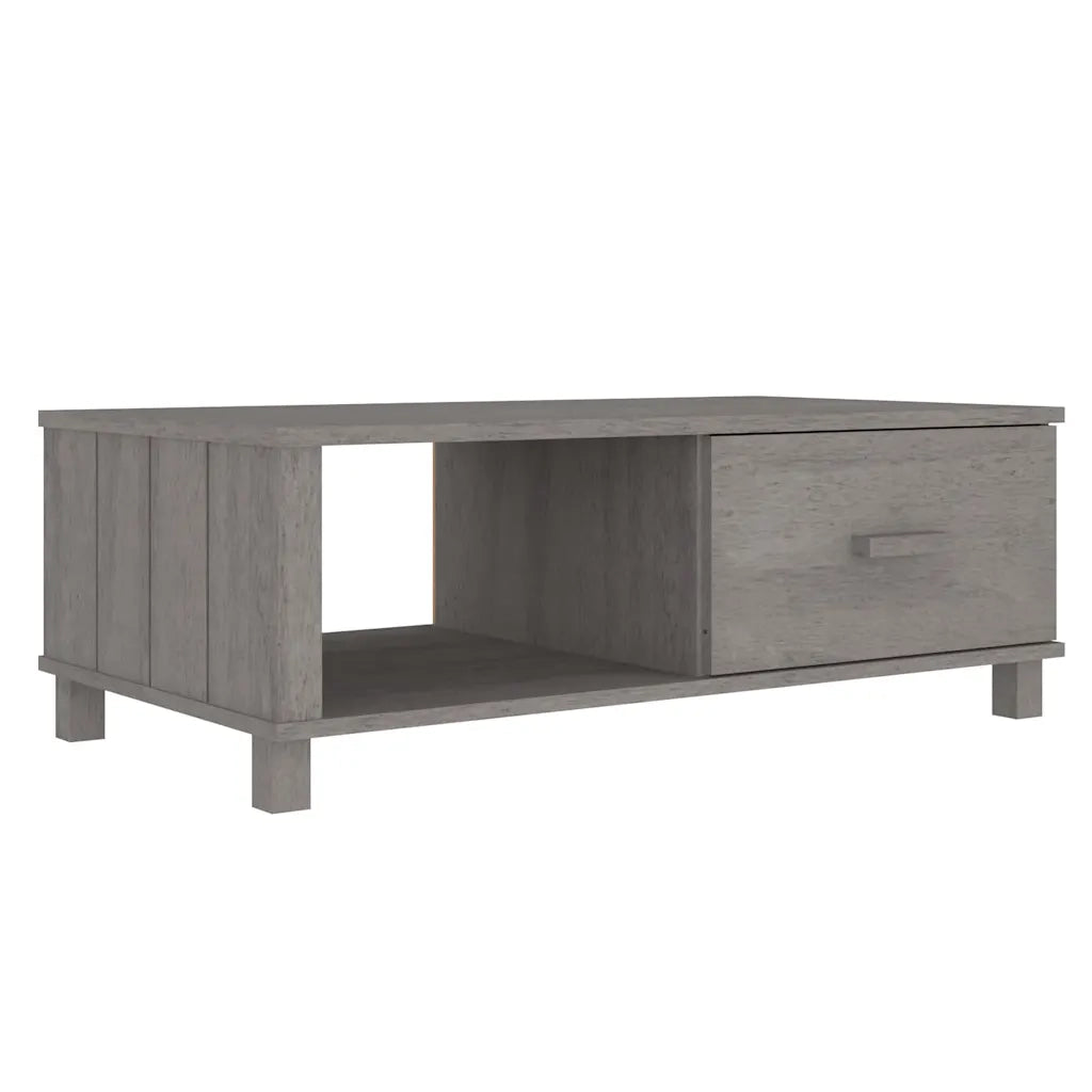 Tavolino-Tavolino da soggiorno-Tavolo HAMAR Grigio Chiaro 100x55x35cm Legno Massello di Pino