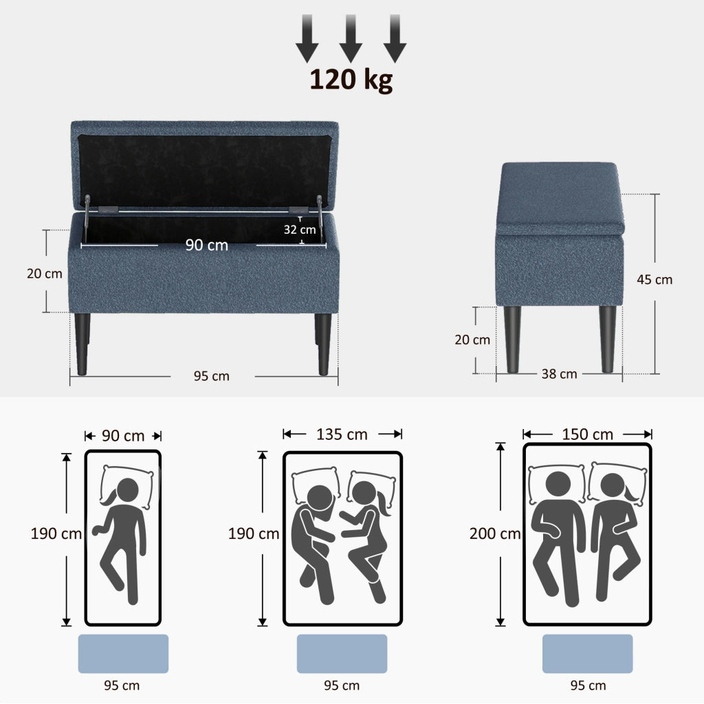 Cassa di stoccaggio ¨C zephmum ¨C blu 95x38x45 cm