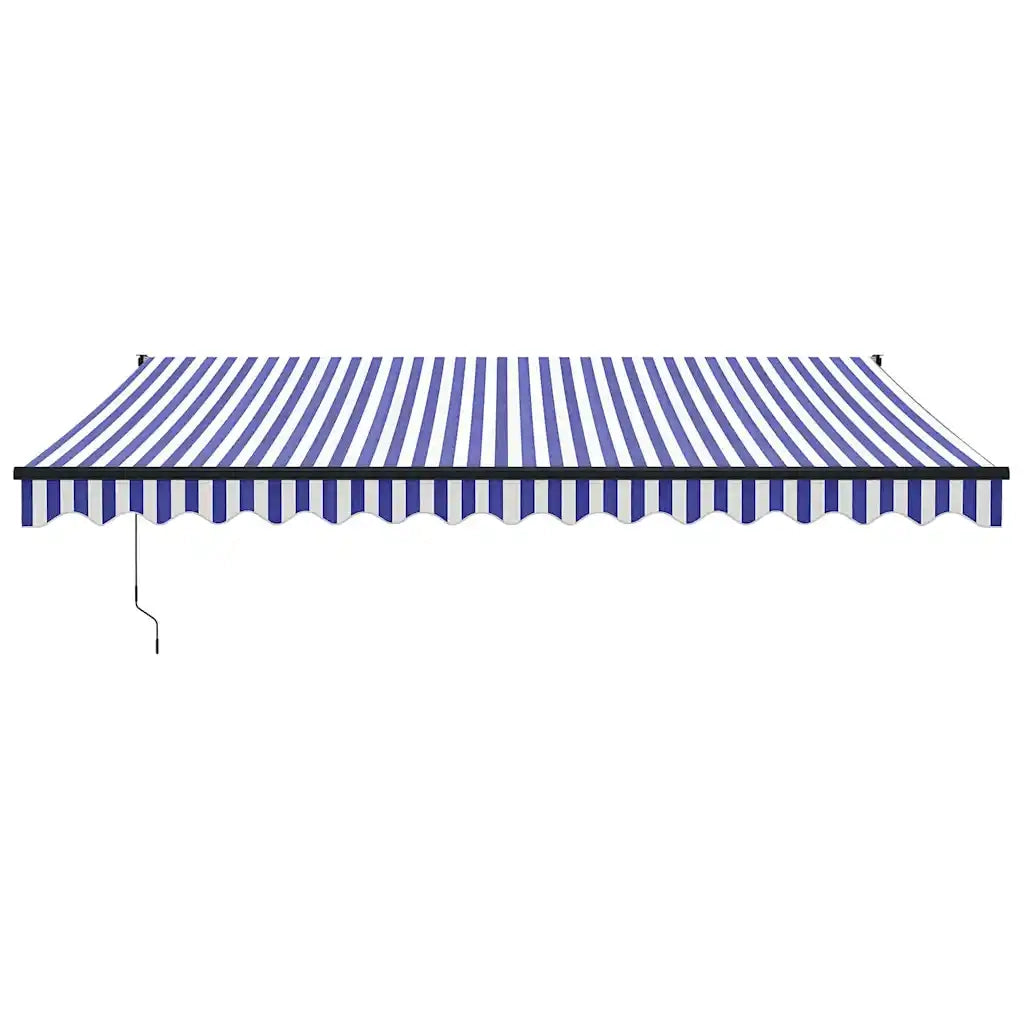 Tenda Sole Retrattile Blu e Bianca 4,5x3 m Tessuto e Alluminio