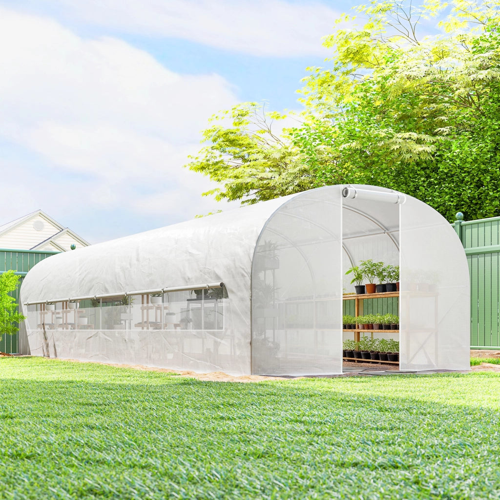 Serra da giardino tunnel ¨C zephmum ¨C 24m2 bianco in acciaio