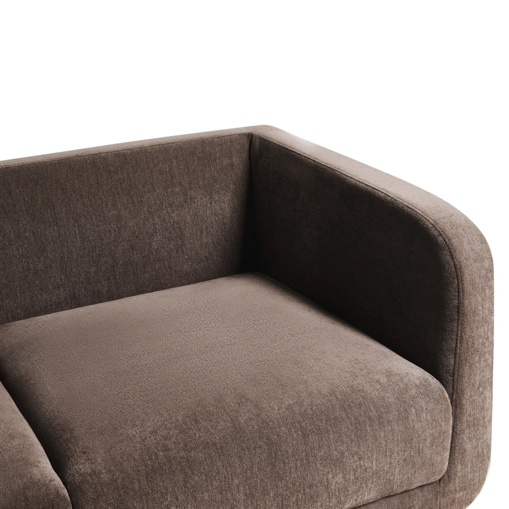 Divano a 2 posti Rivestimento in ciniglia marrone scuro Gambe in legno con braccioli Angolo lettura soggiorno Stile scandinavo moderno