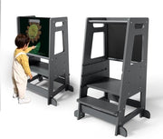 Tavolo di apprendimento in legno con altezza regolabile per bambini e neonati con pannelli laterali per attività Montessori