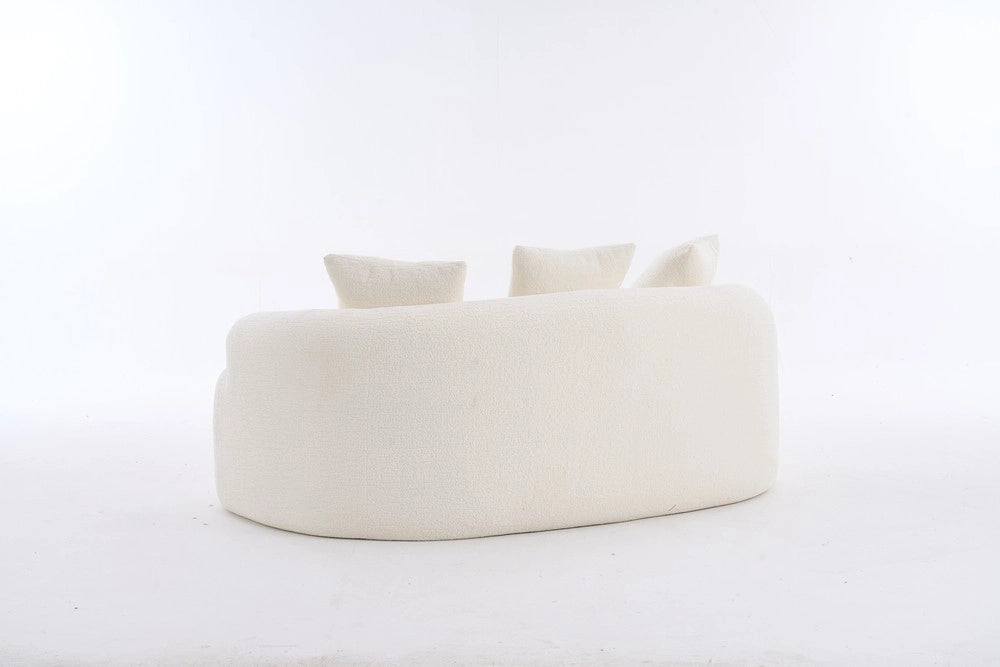 Divano 2 posti ¨C Minimal ¨C Velluto bianco con 3 cuscini, per ambienti piccoli