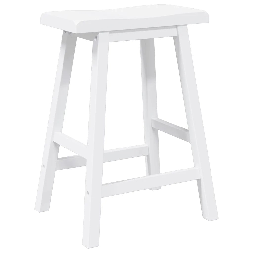 Sgabelli da Bar 2 pz Bianchi in Legno Massello di Hevea 4102546