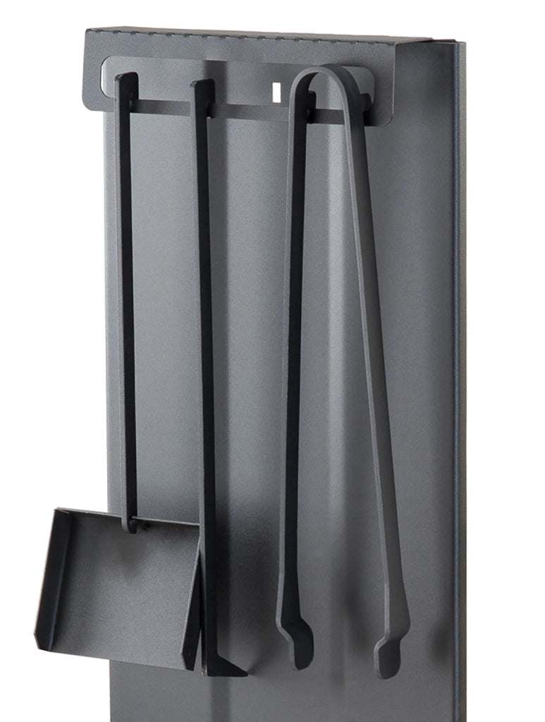 Portalegna con Attrezzi Camino 30x33x110 cm Crea Tulipano Con Attrezzi in Acciaio Verniciato Nero