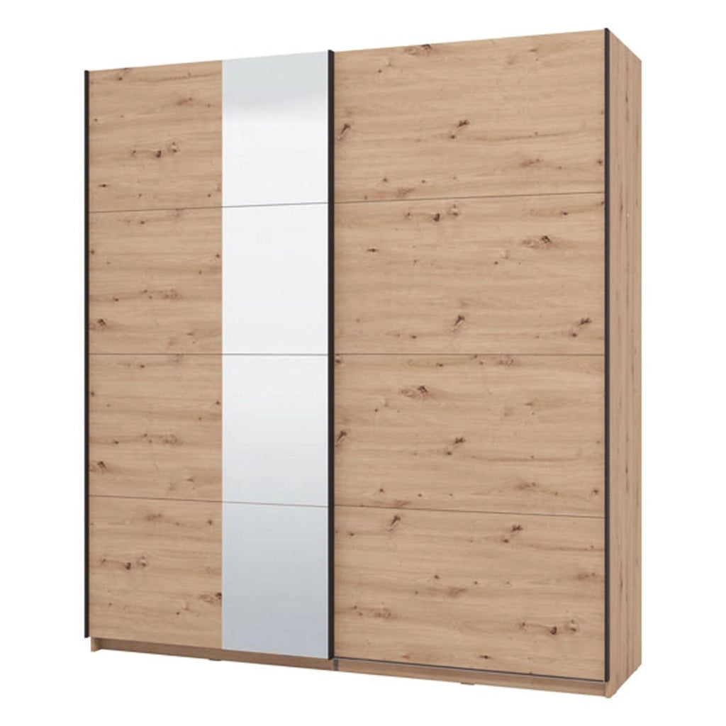Armadio Camera da Letto Porlezza, Guardaroba Grande Appendiabiti, 195x217.5h cm Marrone Rovere Nodi