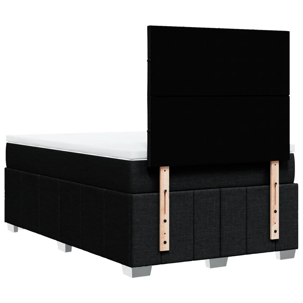 vidaXL Giroletto a Molle con Materasso Nero 120x190 cm in Tessuto