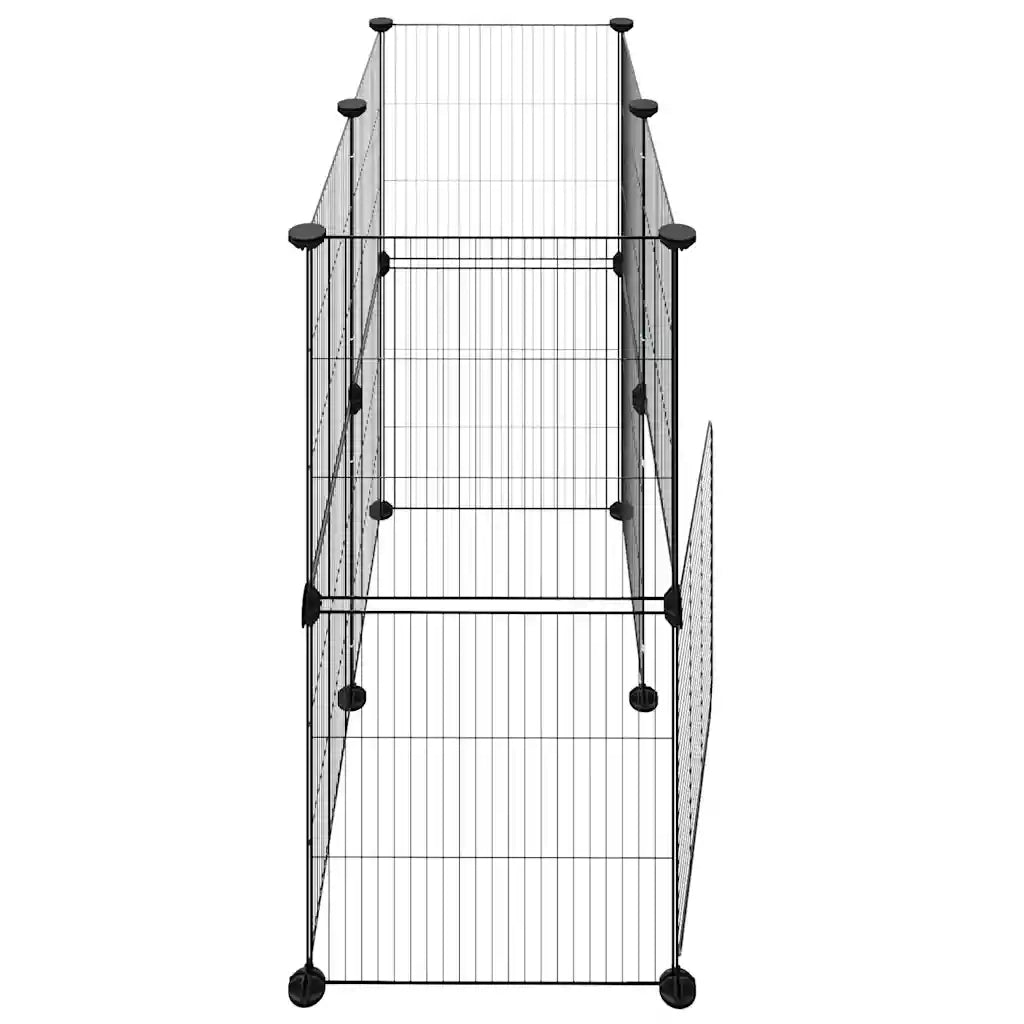 Gabbia per Animali 12 Pannelli con Porta Nero 35x35 cm Acciaio 3114036