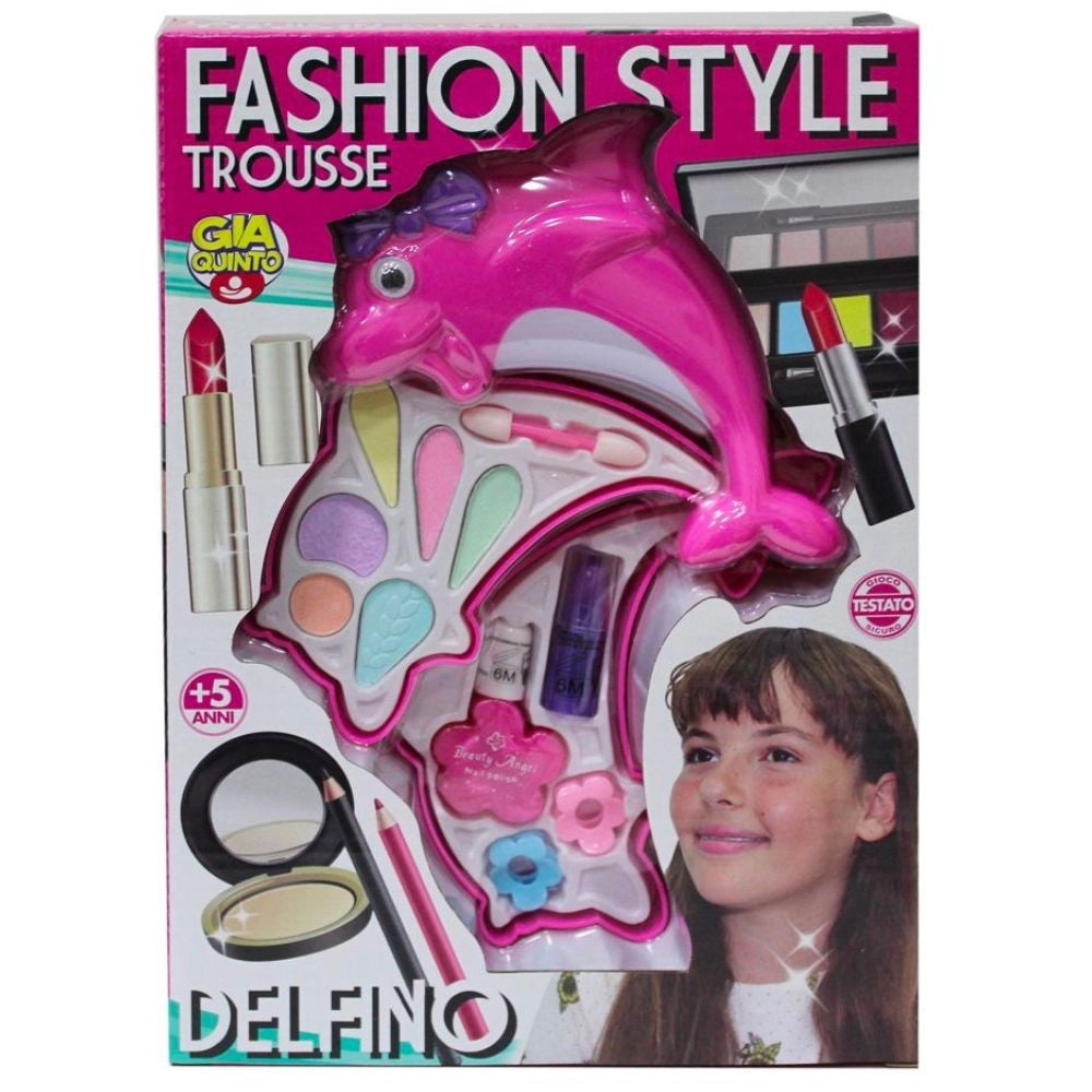 Trade Shop - Trousse Delfino Fashion Style Trucco Ombretti E Rossetto Gioco Bambine Età 5+ -