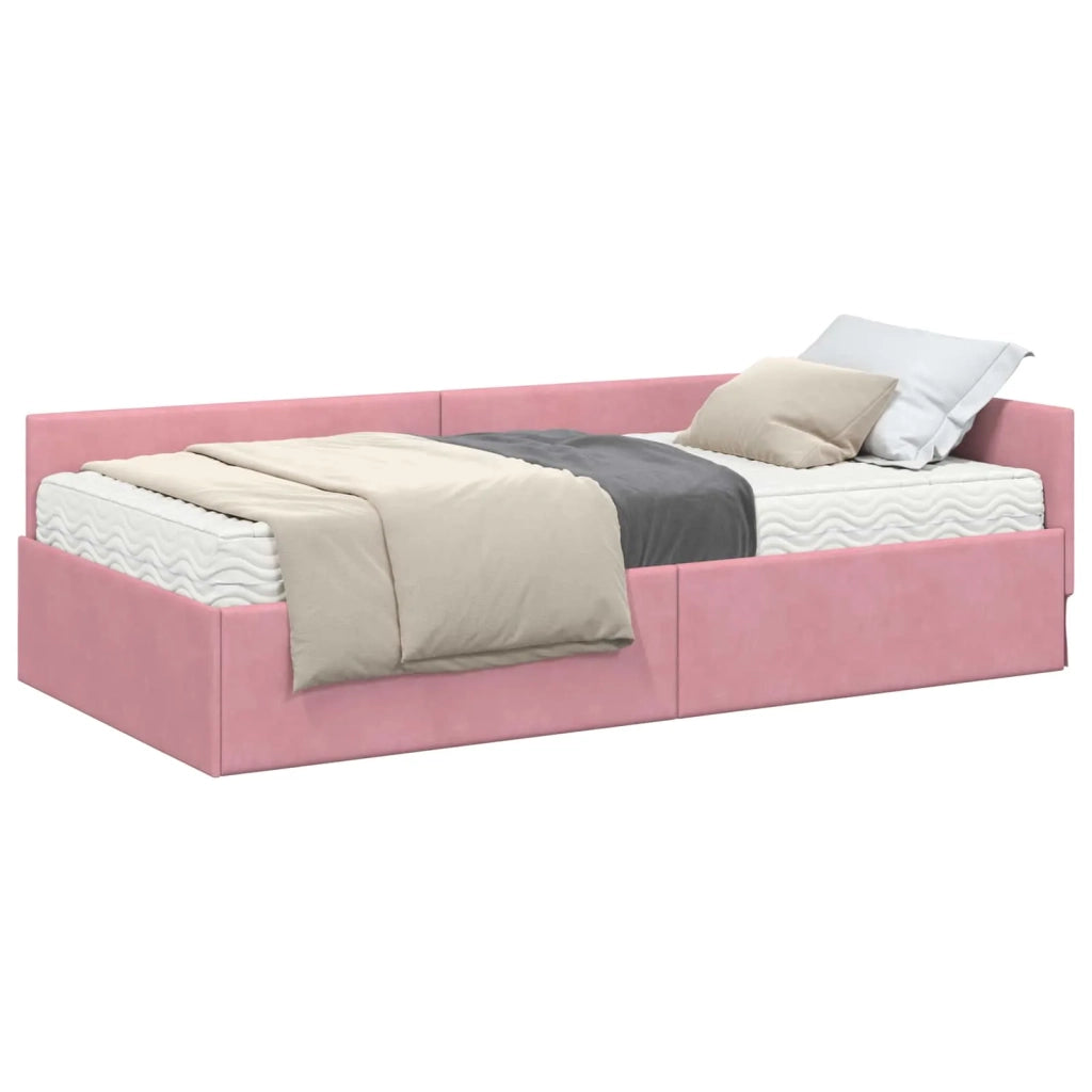 Struttura Letto Angolare con Materasso 2 pcs Grigio Velluto