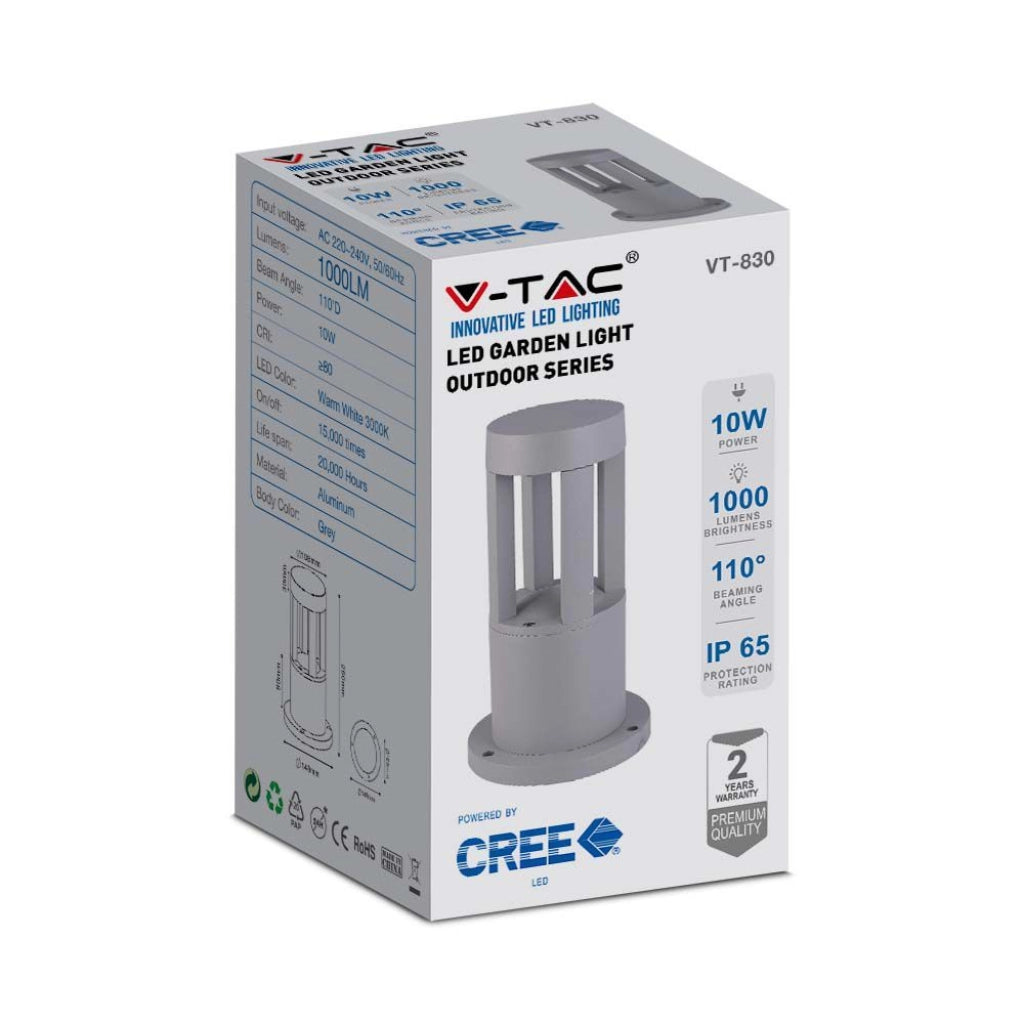 Lampione faretto led da parete 10W da esterno Codino grigio chiaro da 25 cm Cree Chip 3000K