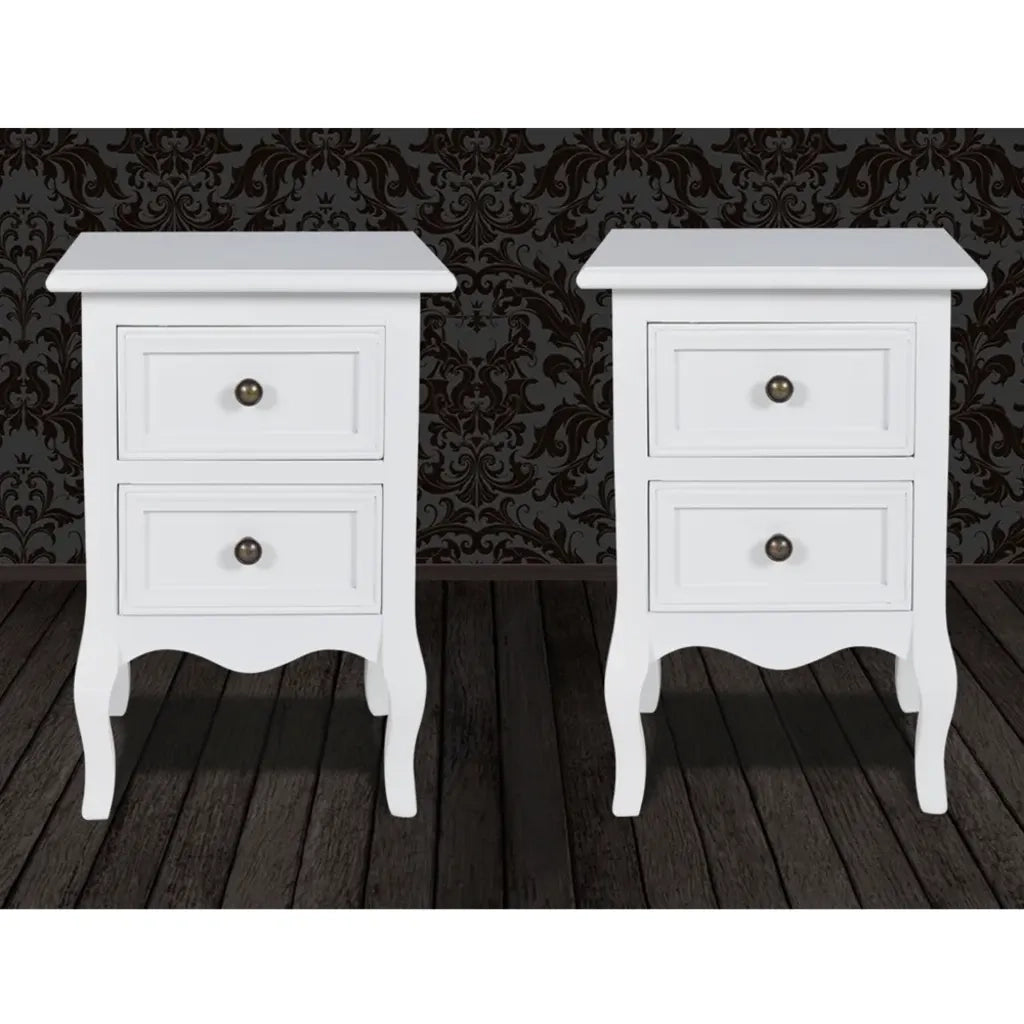 Comodini 2 pz con 2 Cassetti in MDF Bianchi 60638