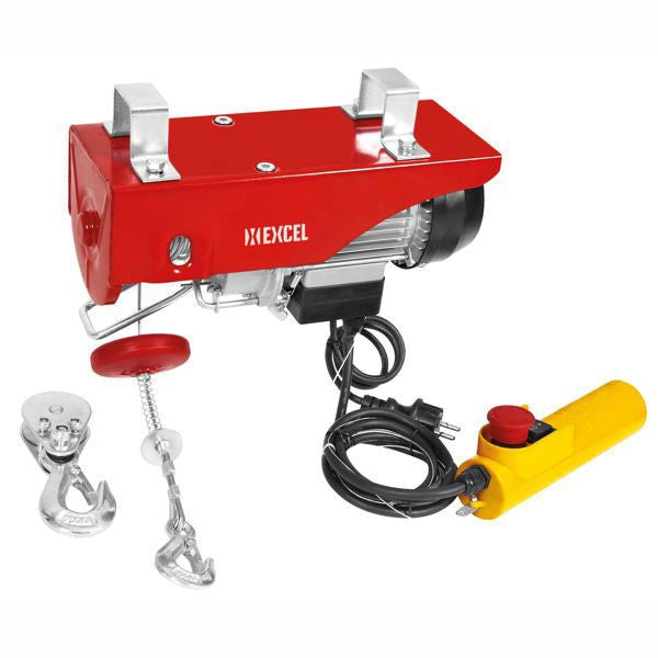 Excel CDF02450 PE250 Paranco Elettrico 550W portata 125-250 Kg cavo 12-6 m pulsantiera pensile colore Giallo