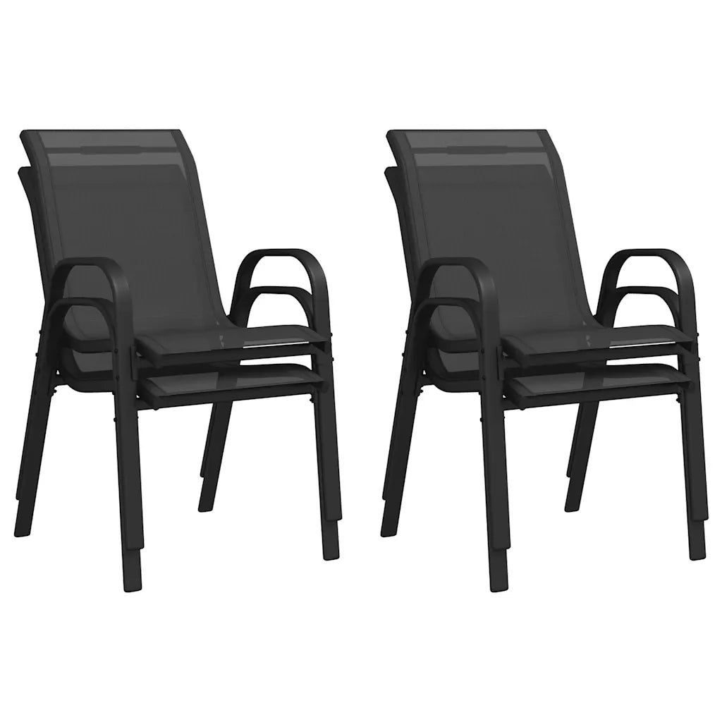 Sedie da Giardino Impilabili 4 pz | Sedie da Esterno in Tessuto Textilene Nero