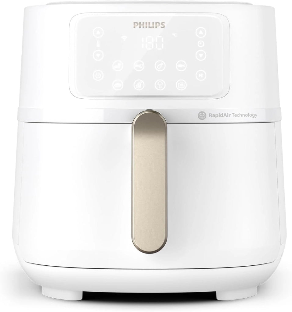 Philips Airfryer Serie 5000 XXL, 7,2L (1,4Kg) - 6 porzioni, Friggitrice ad Aria 16-in-1, connessione Wifi, 90% di grassi in meno con Tecnologia Rapid Air, app HomeID. Bianco(HD9285/00)