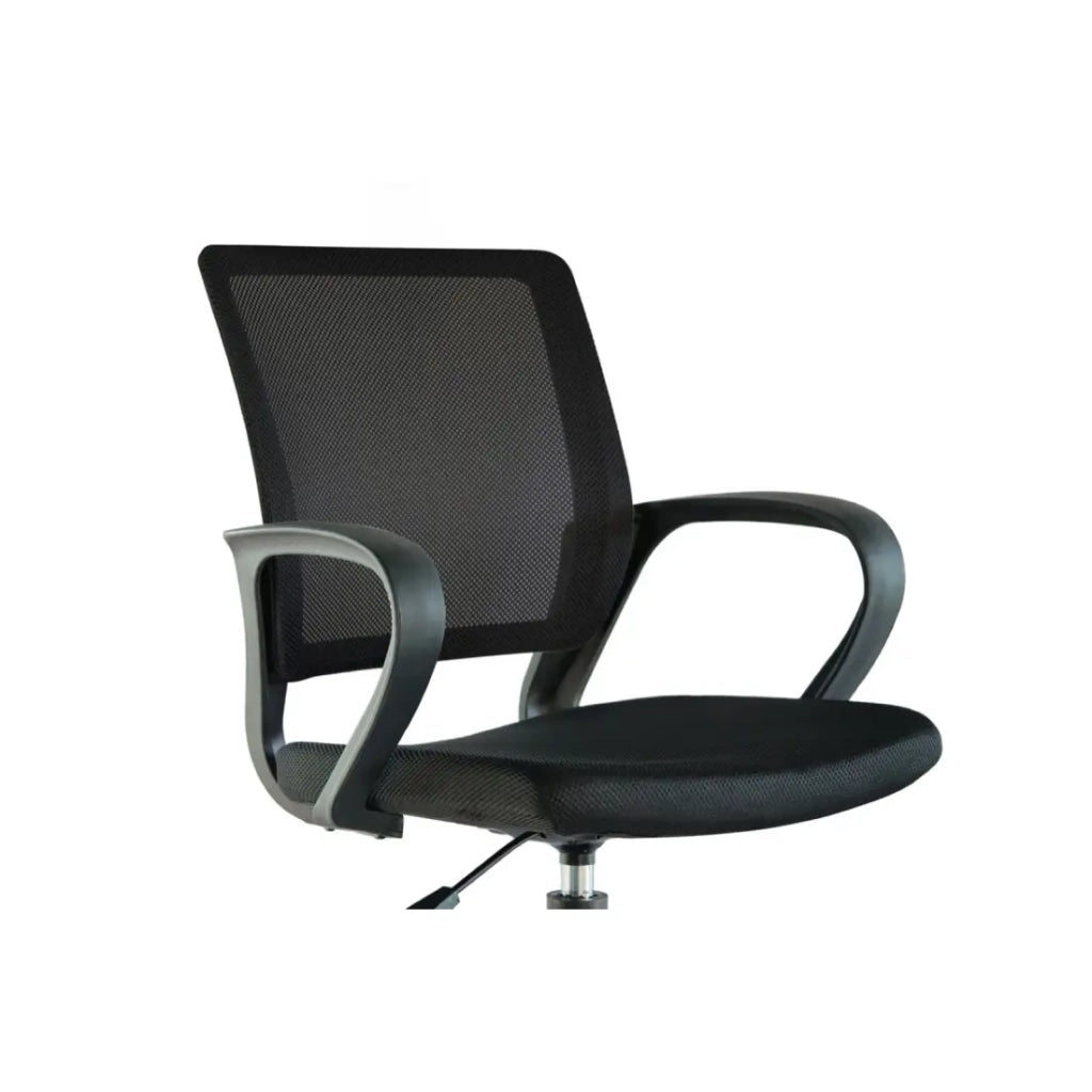 Sedia da ufficio ZARNOX – Tessuto nero – Braccioli – Girevole – Piedi in metallo – Design moderno e funzionale