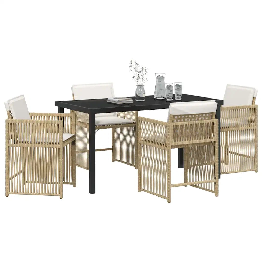 Set da Pranzo per Giardino 5 pcs Beige polyrattan 3380786