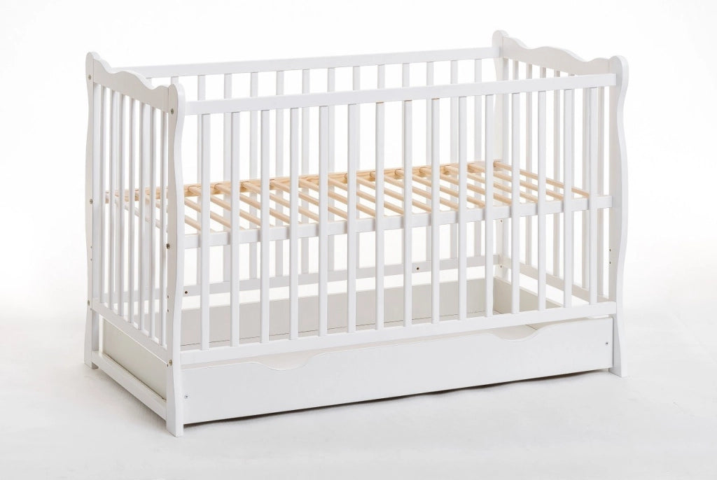 Letto culla con cassettone 124x82x71 Cm in legno di pino Ala colore Bianco
