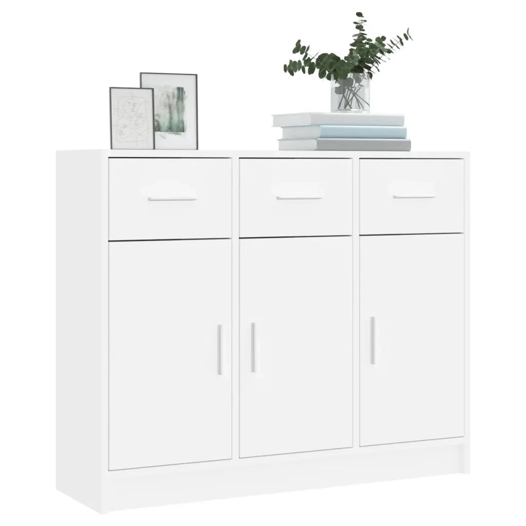 Credenza-Buffet-Armadio da cucina Bianca 91x28x75 cm in Legno Massello di Acacia