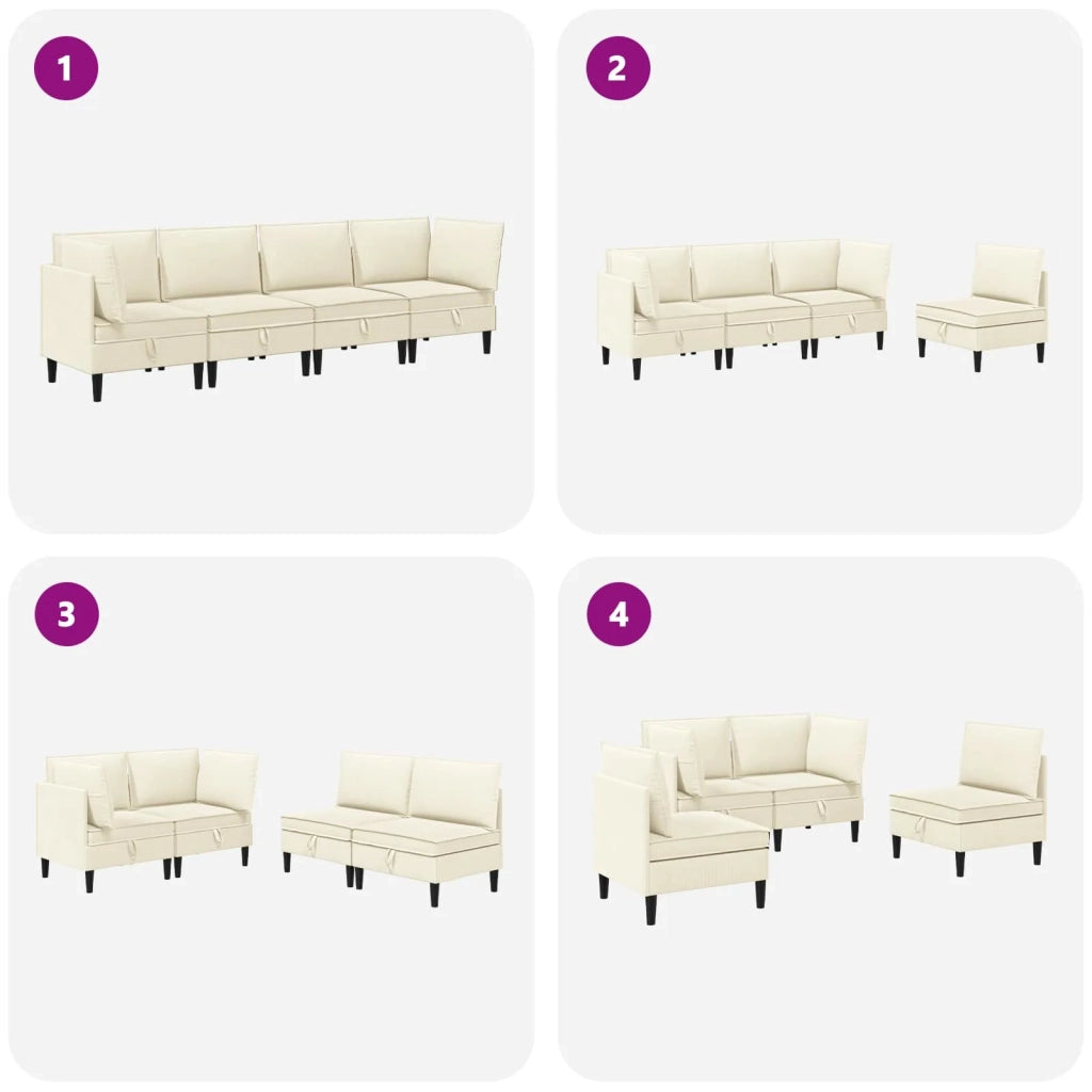 Set di mobili per il soggiorno 4 pcs Crema Tessuto 3413779