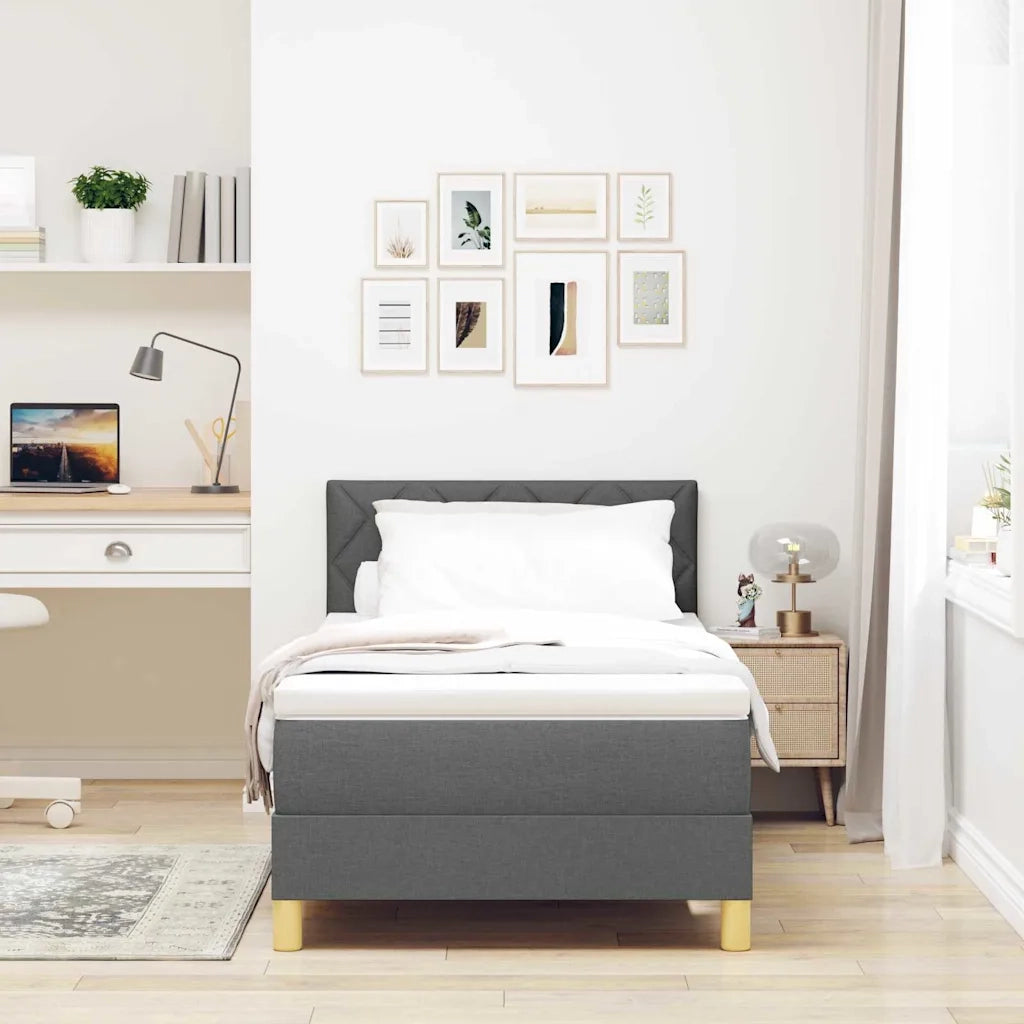 Letto a Sorgente LED con led Grigio scuro 90 x 190 cm Tessuto