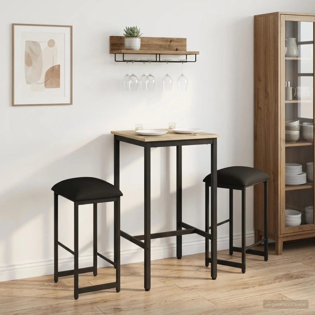 Sgabello da bar 2 pz Nero 40 x 32 x 64 cm Legno ingegnerizzato 8006210