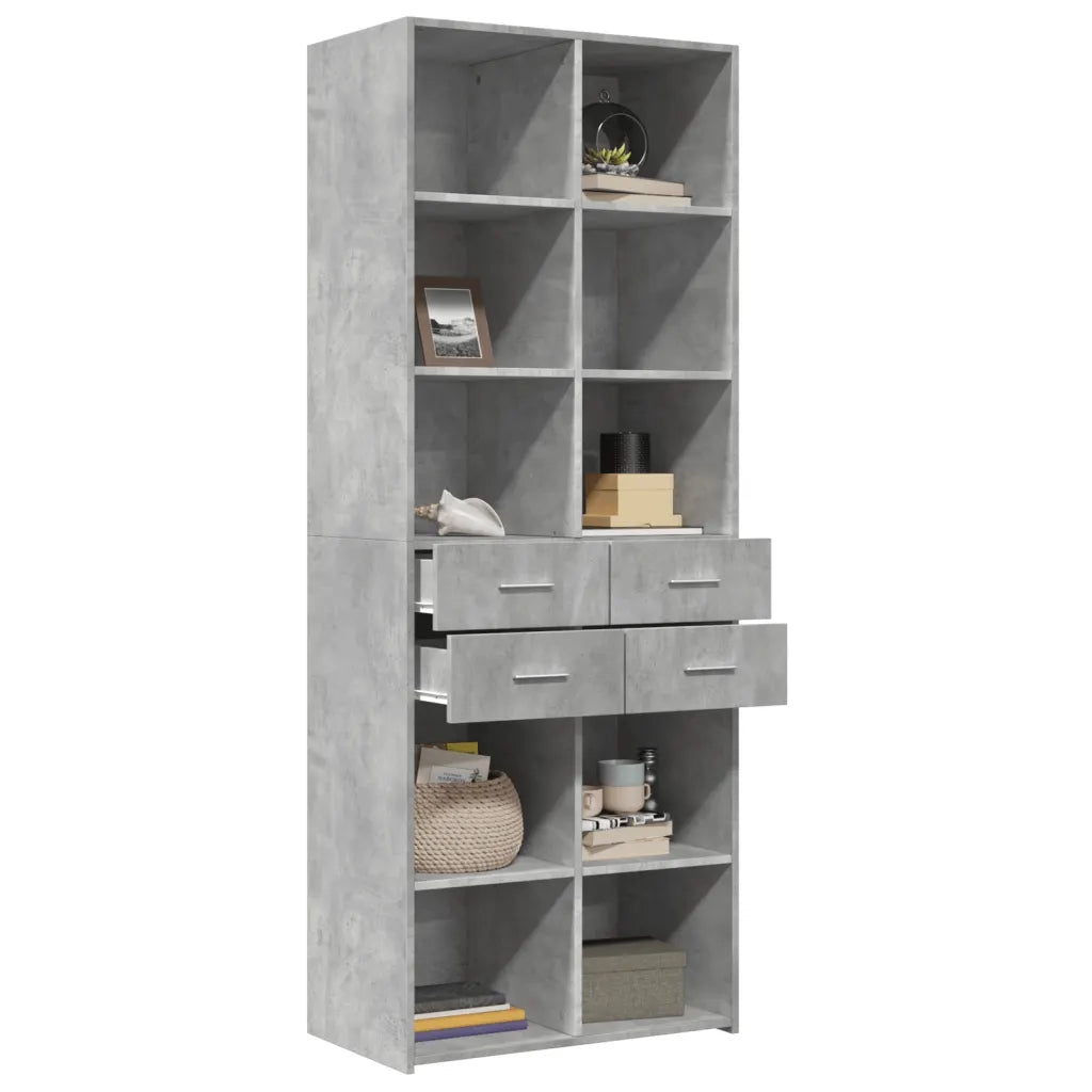 Credenza-Buffet-Armadio da cucina Grigio Cemento 70x42,5x185 cm in Legno Multistrato 279501