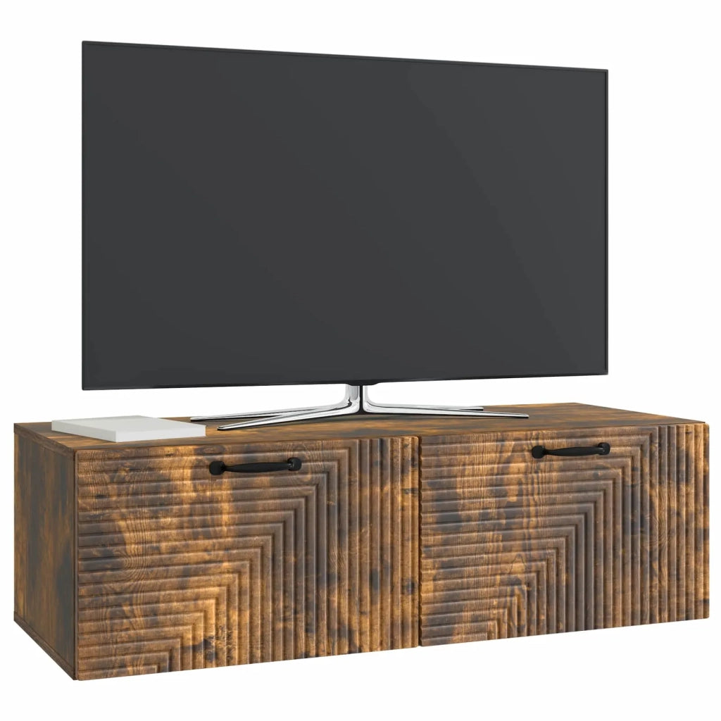 Mobile Porta TV da Muro-Credenza per TV sospesa Rovere Fumo 98 x 41 x 30 cm 692802