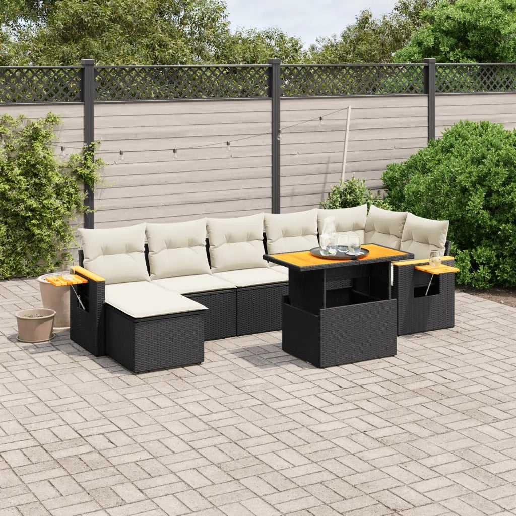 Set Divani da Giardino con Cuscini 8 pz Nero in Polyrattancod mxl 114242