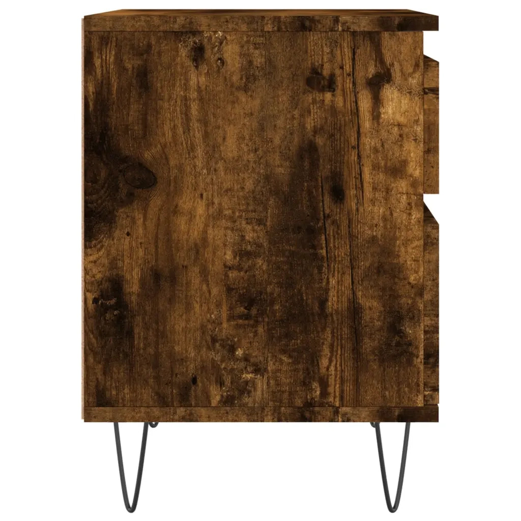 Comodini 2pz-Set di 2 Tavolino da notte Rovere Fumo 40x35x50 cm in Legno Multistrato 242593