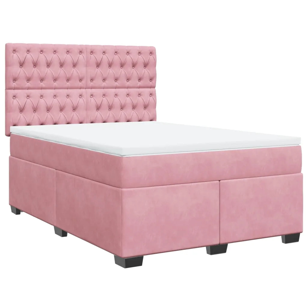 Giroletto a Molle con Materasso Rosa 160x200 cm in Velluto