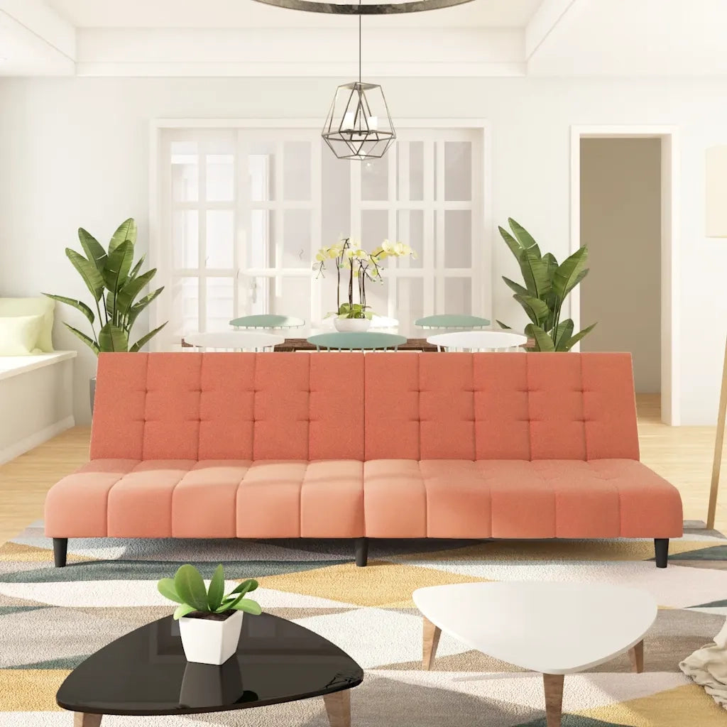 Divano Letto a 2 Posti Rosa in Velluto 375767