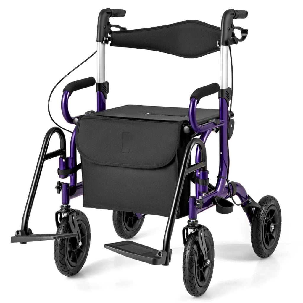 Deambulatore fuoristrada a 4 ruote 89 x 64 x 103 cm altezza regolabile pieghevole 2 in 1 in alluminio viola 20_0018208