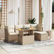 Set Divano da Giardino 6 pz con Cuscini Beige in Polyrattan 3275466