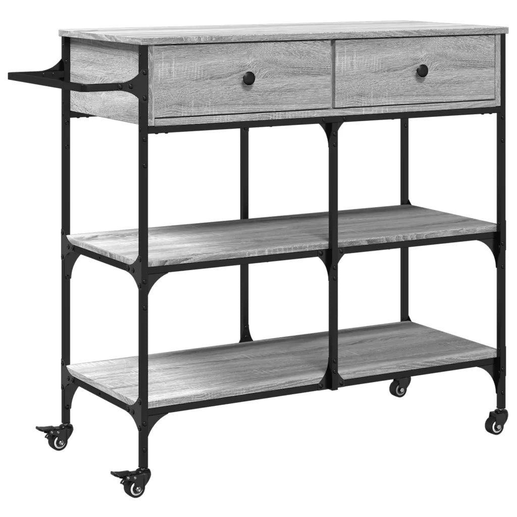 Carrello Cucina-Scaffale per Cucina Grigio Sonoma 105x42x95 cm in Legno Multistrato
