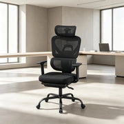 Sedia da ufficio ergonomica girevole con schienale regolabile poggiapiedi pieghevole e braccioli 3D in rete nera