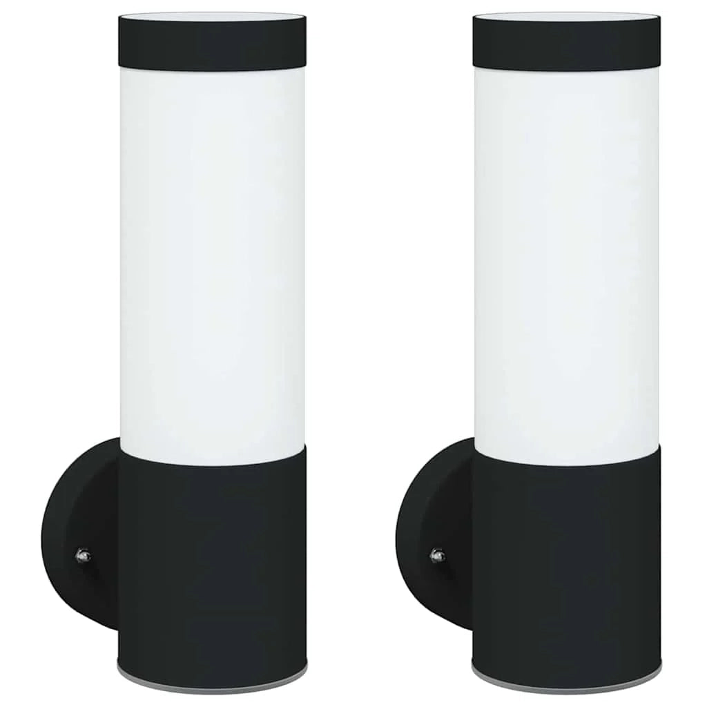 Set di 2 moderne lampade da parete per esterni 12 x 7 x 27 cm illuminazione pratica design minimalista in acciaio inox nero 02_0056484