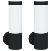 Set di 2 moderne lampade da parete per esterni 12 x 7 x 27 cm illuminazione pratica design minimalista in acciaio inox nero 02_0056484