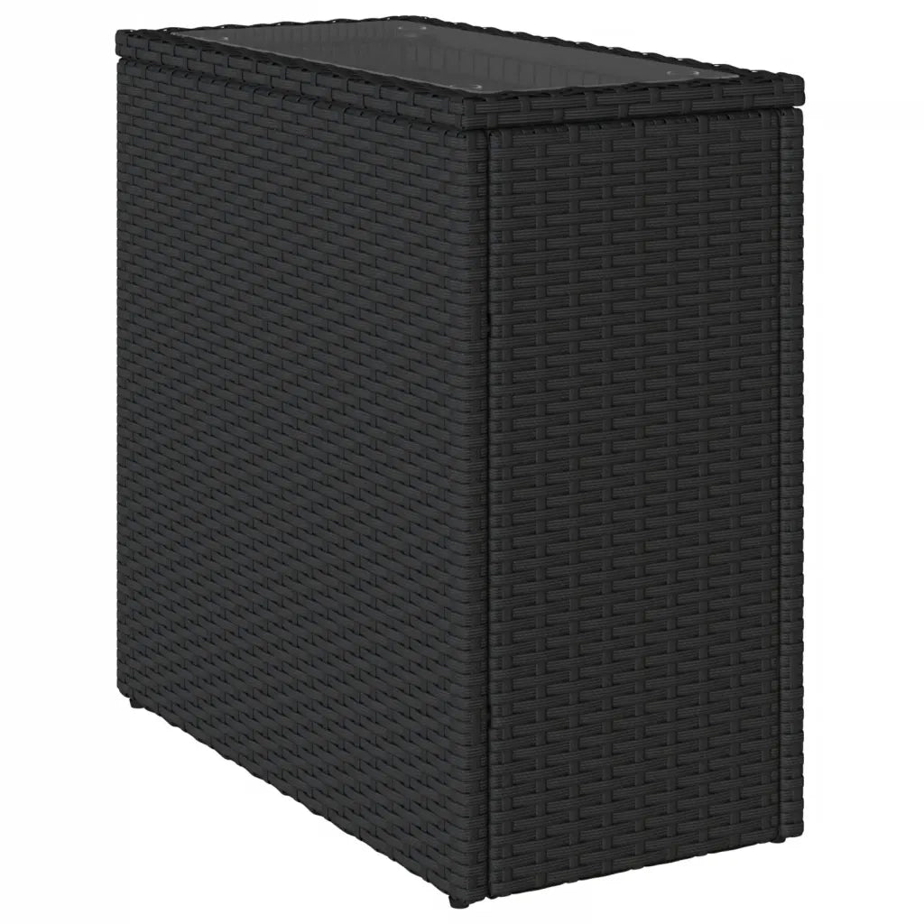 Tavolo da Giardino Piano in Vetro Nero 58x27,5x55 cm Polyrattan 365982