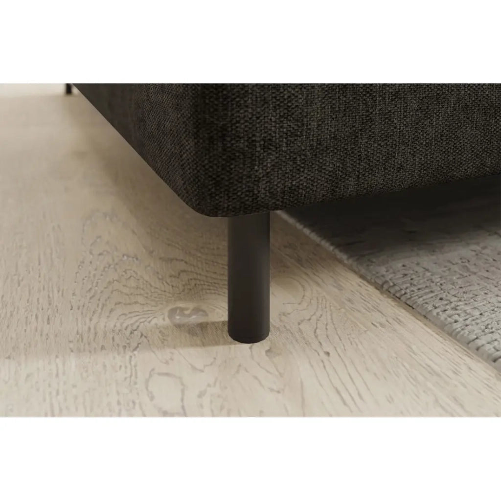 Divano ad angolo sinistro convertibile BARNEA 208 cm grigio scuro con contenitore