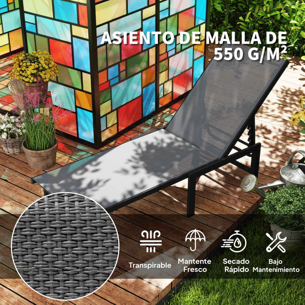 Poltrona Reclinabile da Giardino ¨C zephmum ¨C Grigio 166x60x84 cm