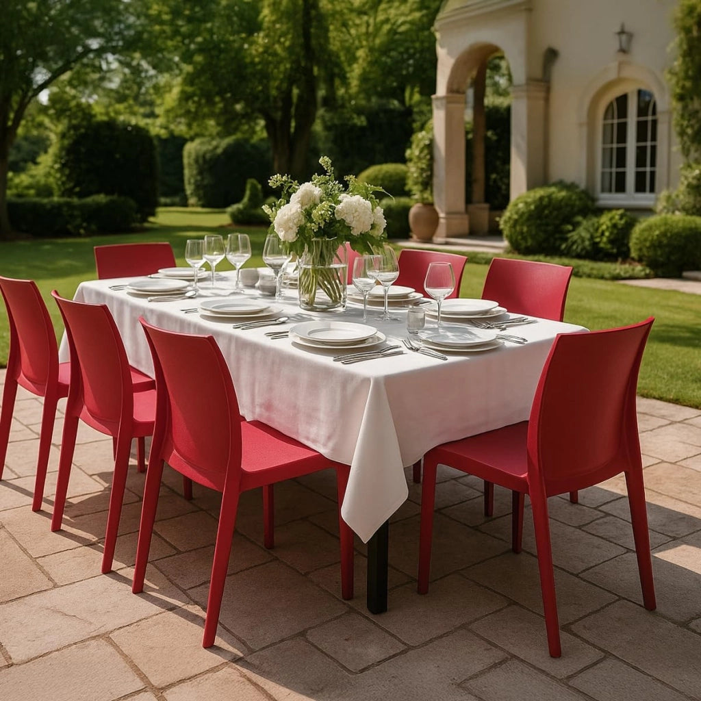Boheme Roma Greenpol sedia impilabile, verde polimerico, rosso, 54 x 52 x 81 cm