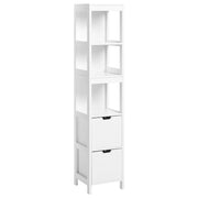 Colonna da Bagno a Terra in MDF 145 x 30 x 30 cm con 3 Ripiani e 2 Cassetti - Design Moderno