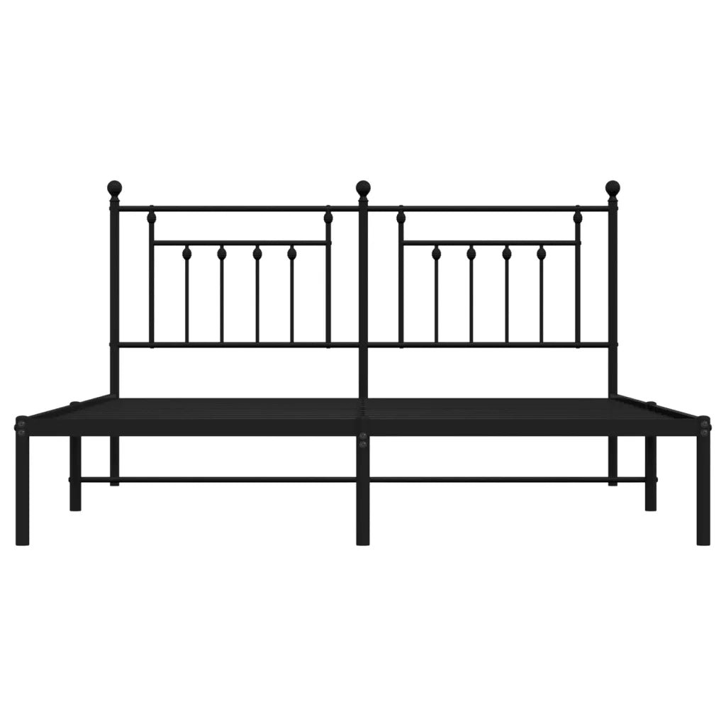 Giroletto con Testiera-Struttura Letto con testiera in Metallo Nero 160x200 cm 142762