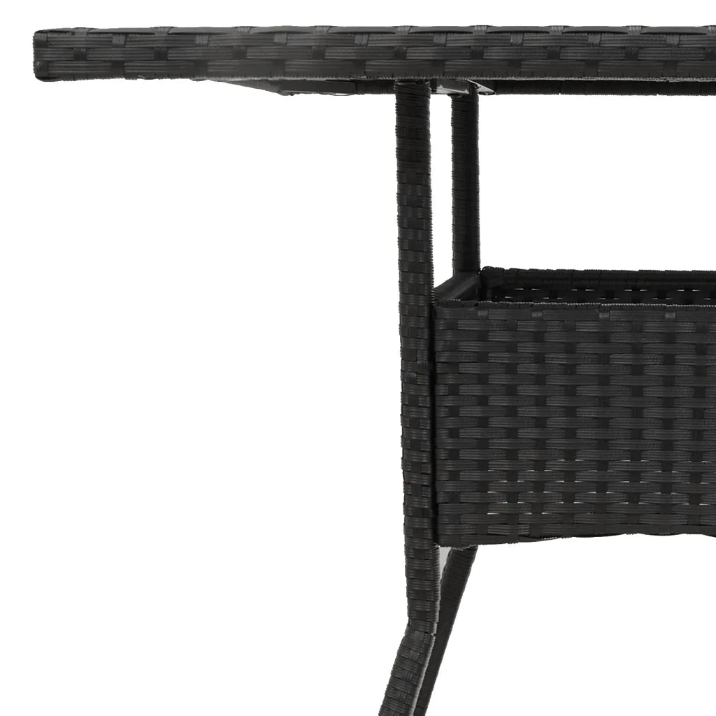 Tavolo Giardino | Tavolino da esterno Piano Legno Acacia Nero 80x80x75 cm Polyrattan