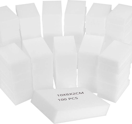 Set di 100 gomme da spugna magiche - Risciacquante per pentole - Cucina - Eliminatore di macchie - Dimensioni: 10 x 6 x 2 cm - Materiale di alta qualità - Detersivo per la cucina