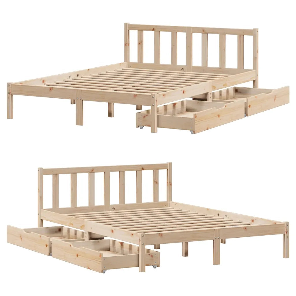 Letto senza Materasso-Struttura Letto 135x190 cm in Legno Massello di Pino 507548