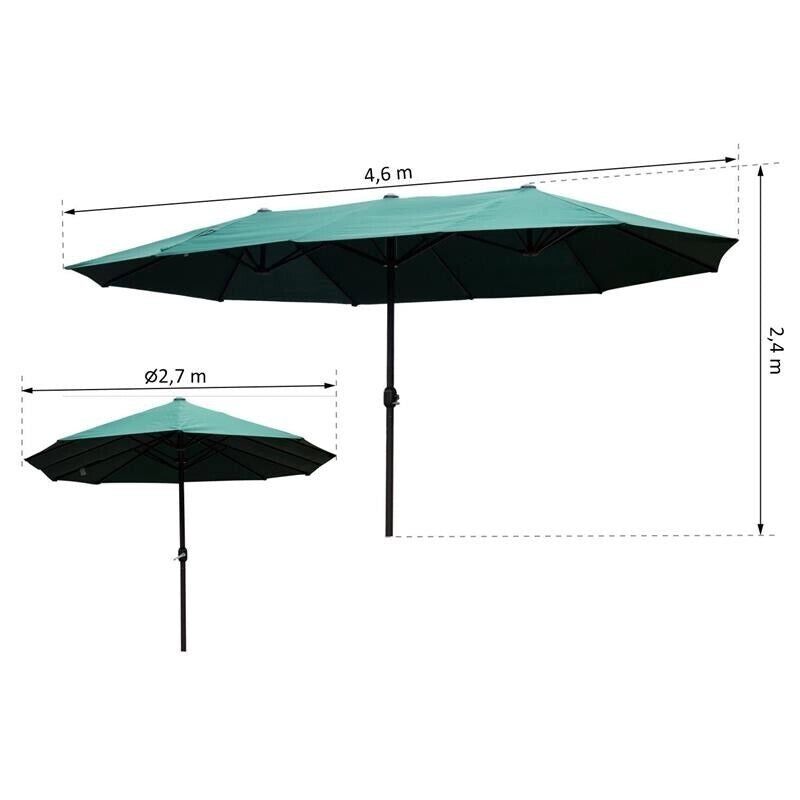 OMBRELLONE DOPPIO TETTUCCIO DA ESTERNO 460 X 270 X 240 VERDE
